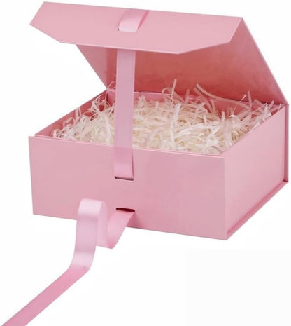 1 Pink Gift Box 8x7X3.9 Inch,Magnetic Lid Collapsible Gift Box