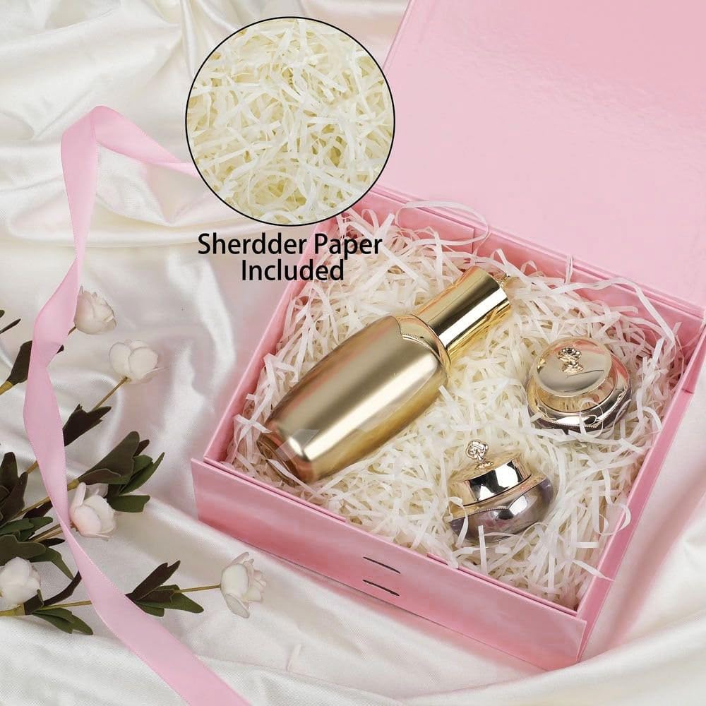 1 Pink Gift Box 8x7X3.9 Inch,Magnetic Lid Collapsible Gift Box