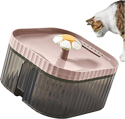 2.5L Flower Cat Fountain with Filter Automatic Drinking Water Dispenser Ultra Quiet Pet Water Fountain for Cats and Small Dogs(Pink)