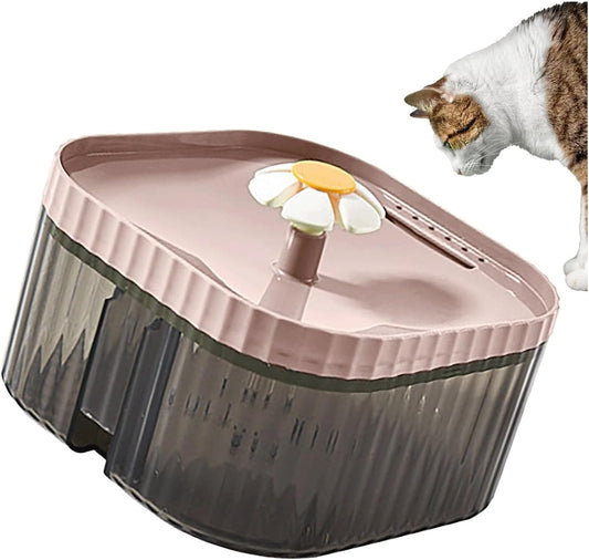 2.5L Flower Cat Fountain with Filter Automatic Drinking Water Dispenser Ultra Quiet Pet Water Fountain for Cats and Small Dogs(Pink)