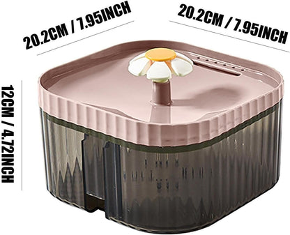 2.5L Flower Cat Fountain with Filter Automatic Drinking Water Dispenser Ultra Quiet Pet Water Fountain for Cats and Small Dogs(Pink)