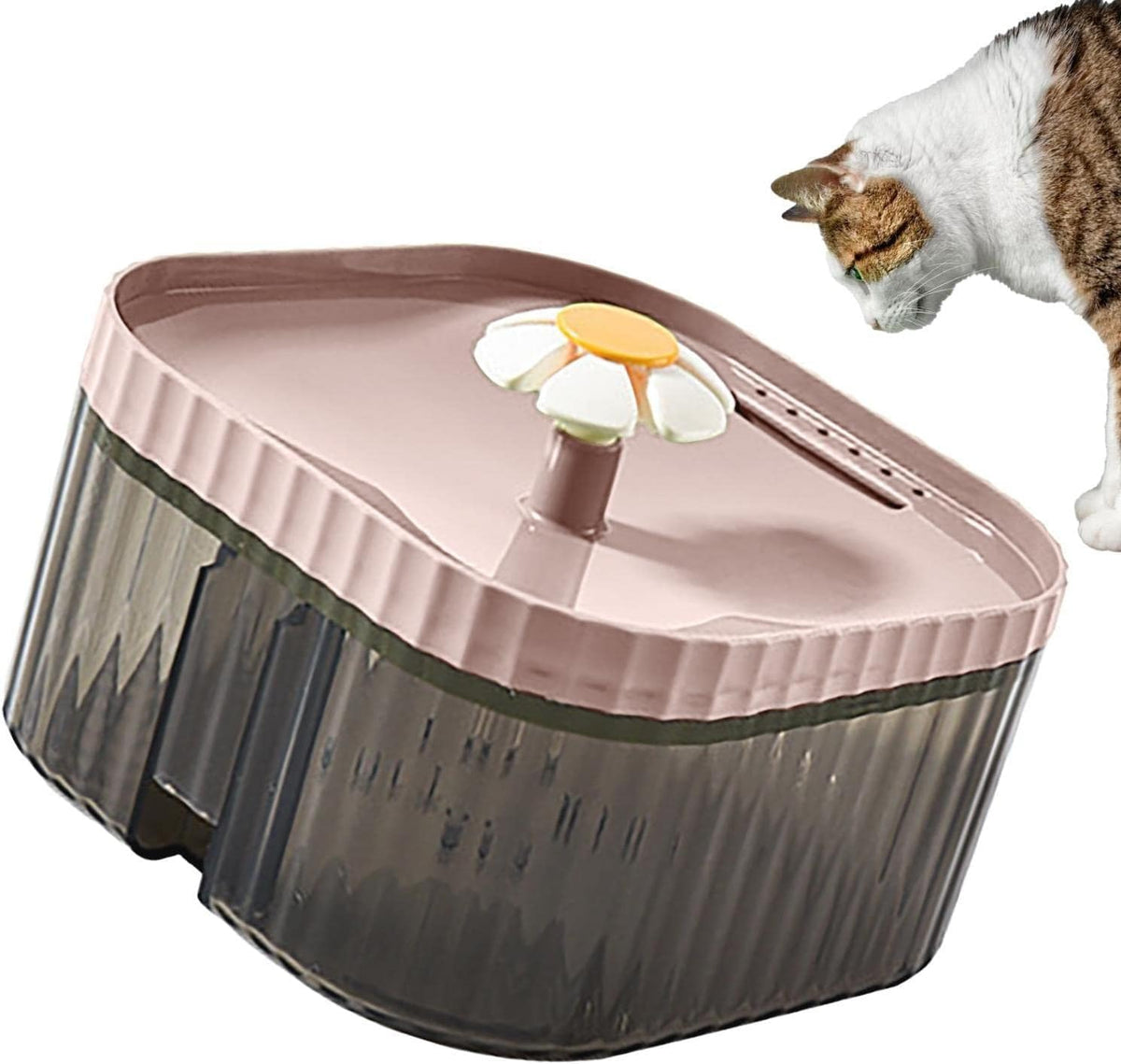 2.5L Flower Cat Fountain with Filter Automatic Drinking Water Dispenser Ultra Quiet Pet Water Fountain for Cats and Small Dogs(Pink)