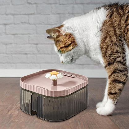 2.5L Flower Cat Fountain with Filter Automatic Drinking Water Dispenser Ultra Quiet Pet Water Fountain for Cats and Small Dogs(Pink)