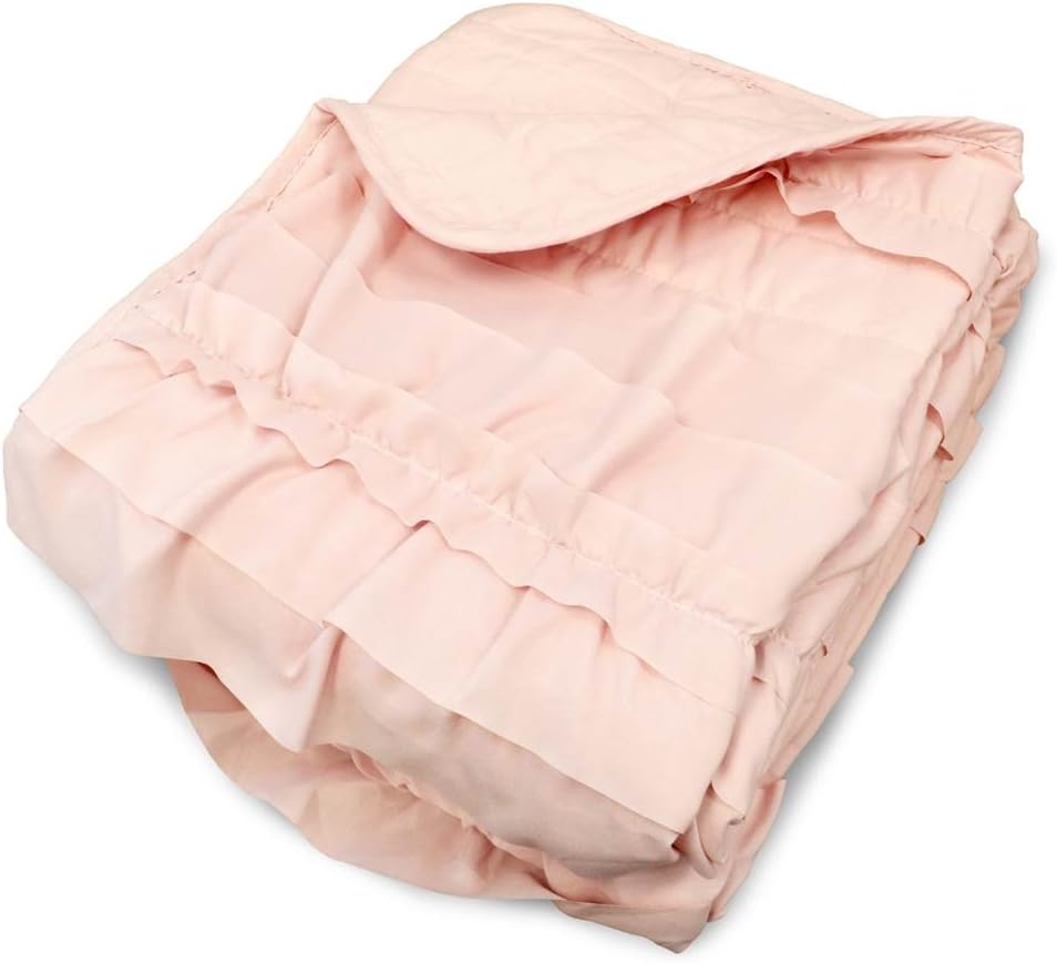 Belle Throw Blanket, 50" W x 60" L, Pink Blush - Coquette Throw Blankets for Bed - Pink Blanket - Ruffled Throw Blanket for Couch