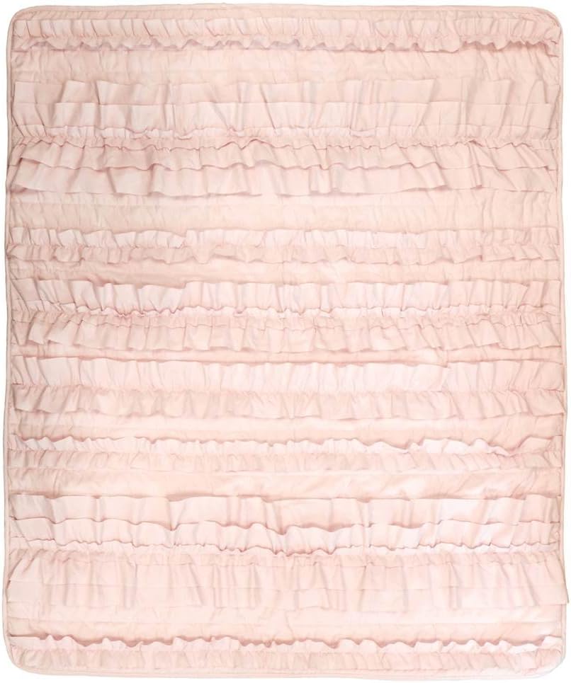 Belle Throw Blanket, 50" W x 60" L, Pink Blush - Coquette Throw Blankets for Bed - Pink Blanket - Ruffled Throw Blanket for Couch