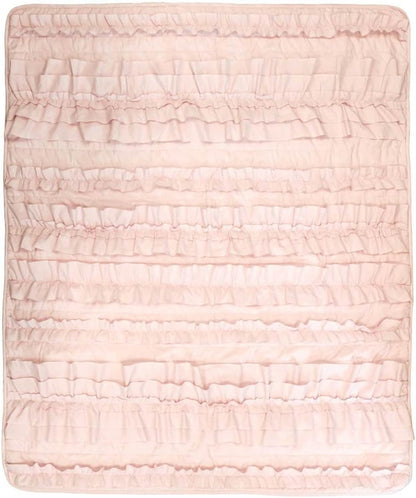 Belle Throw Blanket, 50" W x 60" L, Pink Blush - Coquette Throw Blankets for Bed - Pink Blanket - Ruffled Throw Blanket for Couch