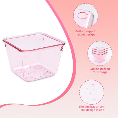 Kitchen Desk Drawer Organizers Storage for Office, Small Acrylic Vanity Trays Makeup Organizer for Drawer Bathroom Plastic Make up Organizers 25 Pcs Pink