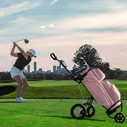 Luxury Womens Golf Bag, PU Leather Golf Cart Bag with Dual Handles for Women/Ladies, 14-Way Full-Length Top Dividers, Large Putter Well, Ultra Lightweight, Large Pockets for Accessories
