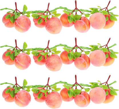 Artificial Peach Pendant Hanging String 3 pcs Fake Peaches Lifelike Peach Simulation for Home Decor Kitchen Decor Photo Prop Fruit Shop Display Teaching Aid 19.68 in