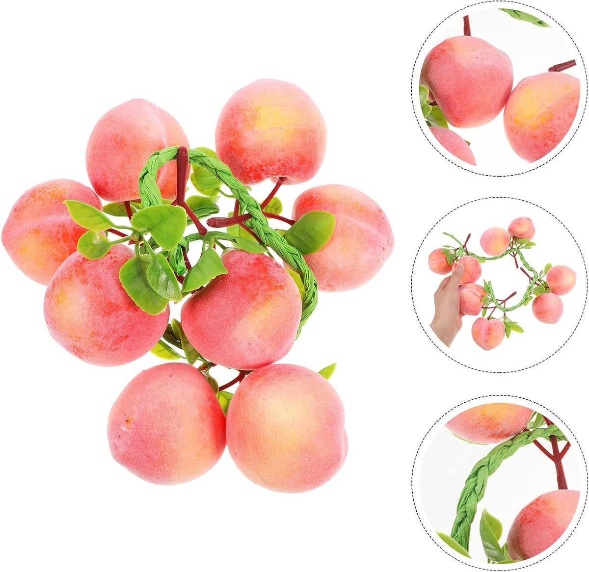 Artificial Peach Pendant Hanging String 3 pcs Fake Peaches Lifelike Peach Simulation for Home Decor Kitchen Decor Photo Prop Fruit Shop Display Teaching Aid 19.68 in