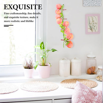 Artificial Peach Pendant Hanging String 3 pcs Fake Peaches Lifelike Peach Simulation for Home Decor Kitchen Decor Photo Prop Fruit Shop Display Teaching Aid 19.68 in