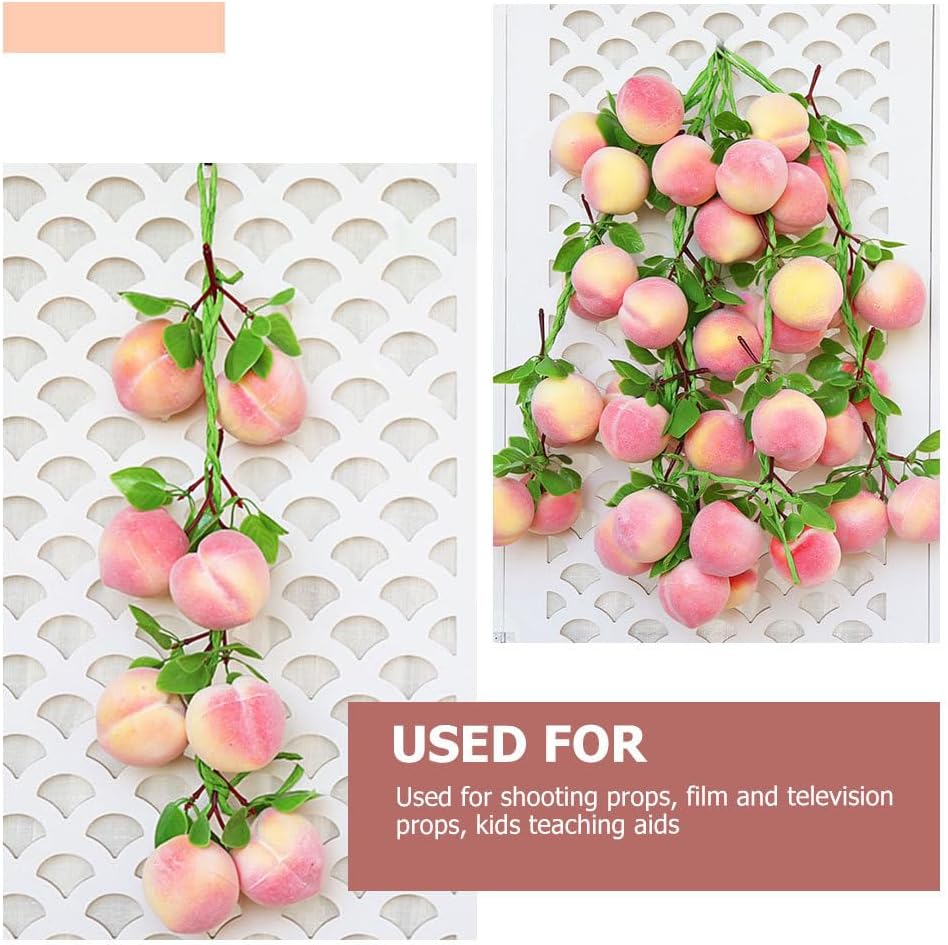 Artificial Peach Pendant Hanging String 3 pcs Fake Peaches Lifelike Peach Simulation for Home Decor Kitchen Decor Photo Prop Fruit Shop Display Teaching Aid 19.68 in