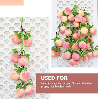 Artificial Peach Pendant Hanging String 3 pcs Fake Peaches Lifelike Peach Simulation for Home Decor Kitchen Decor Photo Prop Fruit Shop Display Teaching Aid 19.68 in