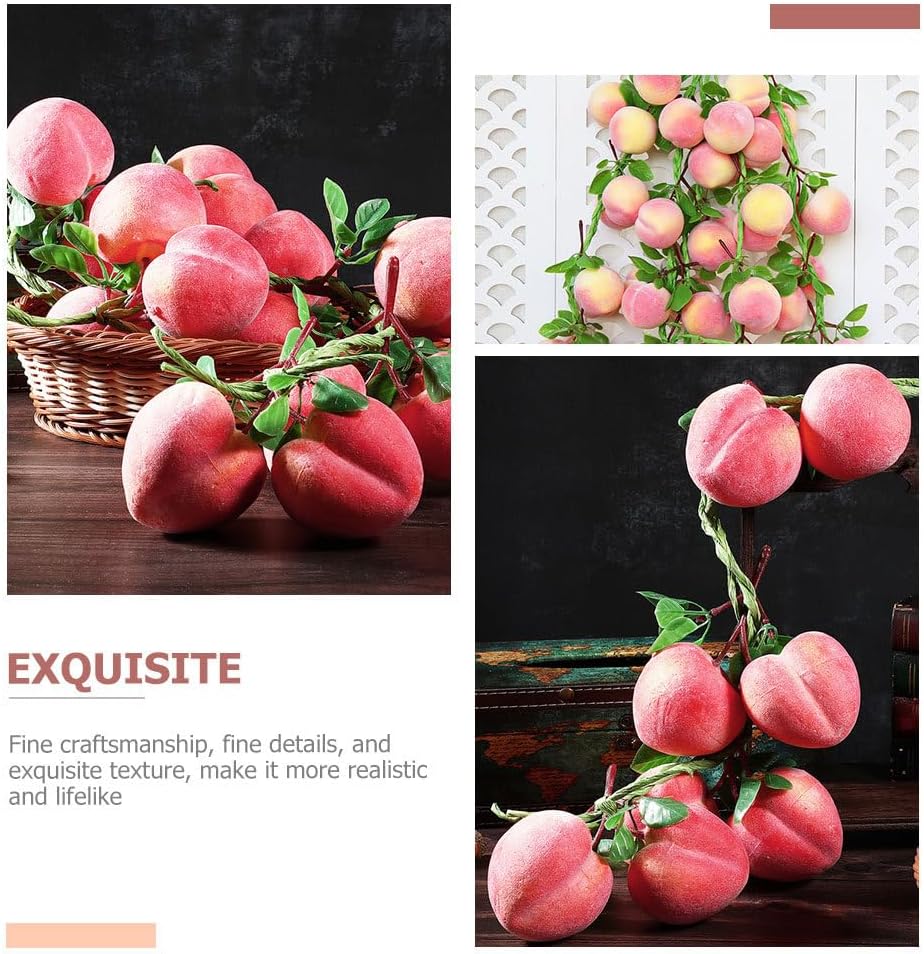 Artificial Peach Pendant Hanging String 3 pcs Fake Peaches Lifelike Peach Simulation for Home Decor Kitchen Decor Photo Prop Fruit Shop Display Teaching Aid 19.68 in