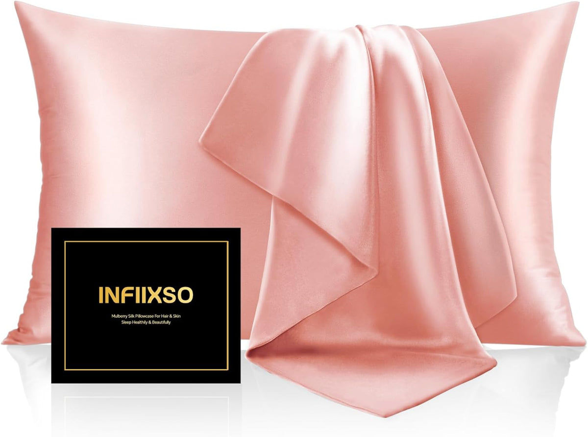 Mulberry Silk Pillow Cases Standard Size with Zipper, Blush Pink