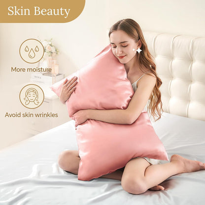 Mulberry Silk Pillow Cases Standard Size with Zipper, Blush Pink