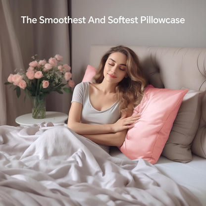 Mulberry Silk Pillow Cases Standard Size with Zipper, Blush Pink