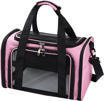 Cat,Dog Carrier for Small Medium Pet Carrier,Soft Sided Dog Bag Up to 12Lbs Puppy Carrier,Breathable Portable Foldable Airline Approved Pet Carriers for Travel (Pink)