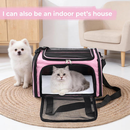 Cat,Dog Carrier for Small Medium Pet Carrier,Soft Sided Dog Bag Up to 12Lbs Puppy Carrier,Breathable Portable Foldable Airline Approved Pet Carriers for Travel (Pink)