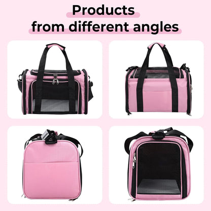 Cat,Dog Carrier for Small Medium Pet Carrier,Soft Sided Dog Bag Up to 12Lbs Puppy Carrier,Breathable Portable Foldable Airline Approved Pet Carriers for Travel (Pink)