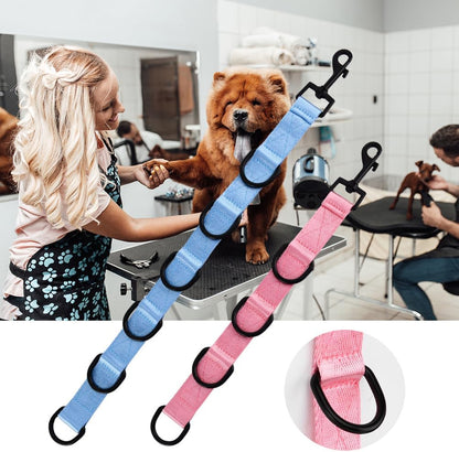 2pcs Dog Grooming Extension Strap with 4 D-Ring and 6 D-Ring Grooming Loops Adjustable Extender Straps Quick Release Pet Dog Leashes for Grooming(Color:Blue Pink)