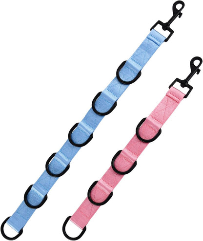2pcs Dog Grooming Extension Strap with 4 D-Ring and 6 D-Ring Grooming Loops Adjustable Extender Straps Quick Release Pet Dog Leashes for Grooming(Color:Blue Pink)