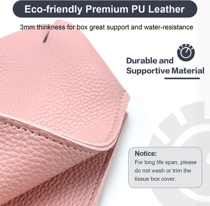 Tissue Box Cover 5X5X5'' PU Leather Tissue Holder Square Tissue Cube Box Organizer for Bathroom Vanity Countertop, Car, Night Stands, Office, Home, Kitchen (1Pack, Pretty Pink)