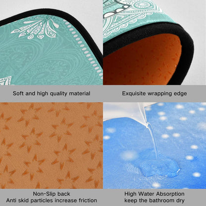 Boho Elephant Kitchen Rug and Mat Set of 2, Absorbent Washable Non Skid Comfort Standing Floor Mat for Kitchen Bathroom Living Room Sink Laundry