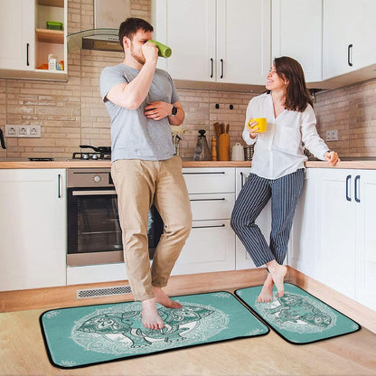 Boho Elephant Kitchen Rug and Mat Set of 2, Absorbent Washable Non Skid Comfort Standing Floor Mat for Kitchen Bathroom Living Room Sink Laundry