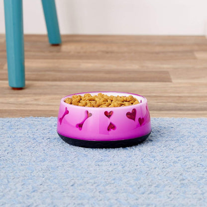 Non-Skid Dog Food and Water Bowl, Pink