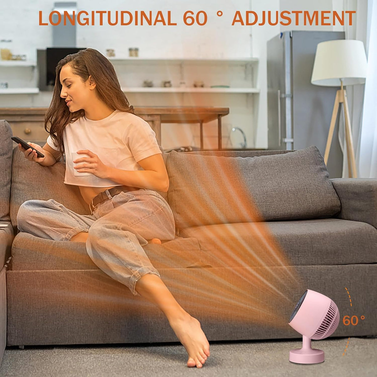 Space Heater,Small Space Heater,1200W Desk Heater for Office,160° Lateral Auto Oscillating,3 Gears Adjustable,PTC Ceramic Heating,Tip-over & Overheat Protection,Fast Heating, Hot And Cold Air Pink