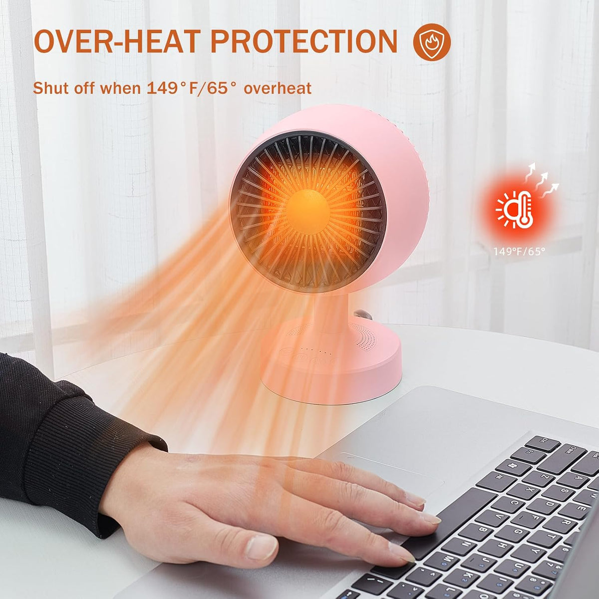 Space Heater,Small Space Heater,1200W Desk Heater for Office,160° Lateral Auto Oscillating,3 Gears Adjustable,PTC Ceramic Heating,Tip-over & Overheat Protection,Fast Heating, Hot And Cold Air Pink