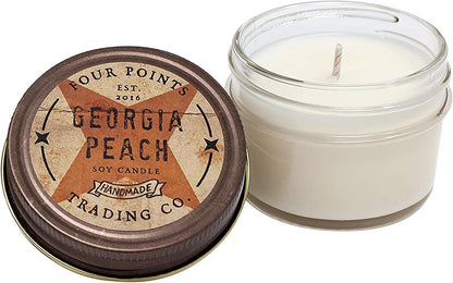 Fresh Georgia Peach Scented Candle with Jar - Soy Candle - Aromatherapy Candle - Great for Birthday, Wedding, Grandma, Mom, Women, Teacher Gifts, and Gift Baskets, Apartment Decor (4 Oz)