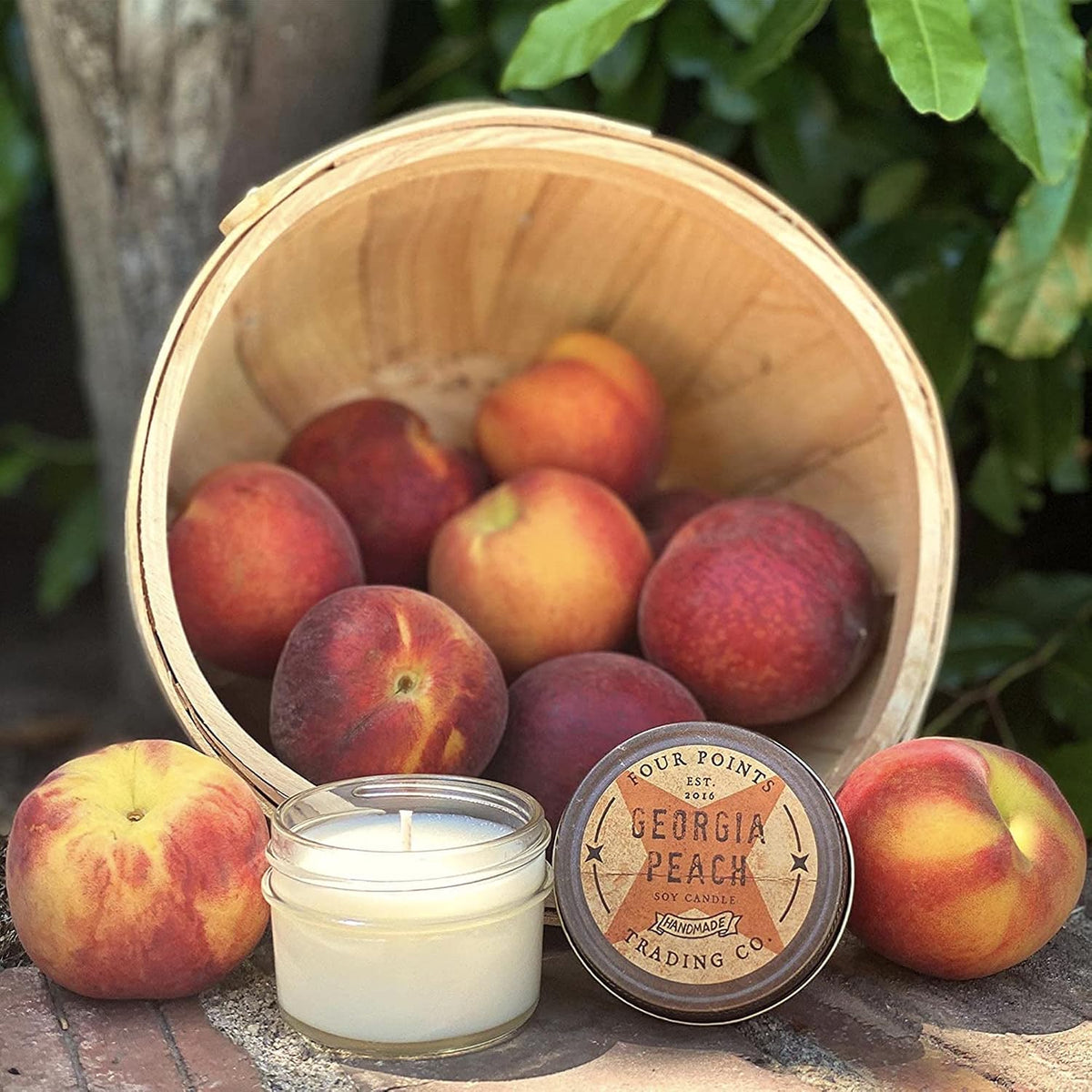 Fresh Georgia Peach Scented Candle with Jar - Soy Candle - Aromatherapy Candle - Great for Birthday, Wedding, Grandma, Mom, Women, Teacher Gifts, and Gift Baskets, Apartment Decor (4 Oz)