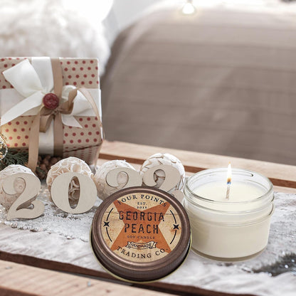 Fresh Georgia Peach Scented Candle with Jar - Soy Candle - Aromatherapy Candle - Great for Birthday, Wedding, Grandma, Mom, Women, Teacher Gifts, and Gift Baskets, Apartment Decor (4 Oz)