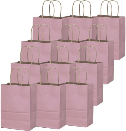 qiqee 32pcs Light Pink Paper Gift Bags 10.8"x8.3"x4.3" Medium Size with Handles Bulk Gift Bags Multiple Uses