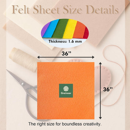 Peach Soft Felt Sheet, 36" x 36", 1.6mm Thick Acrylic Felt Fabric
