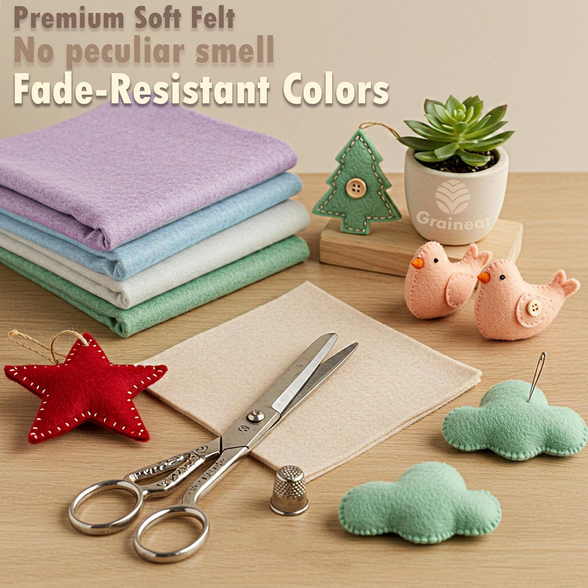 Peach Soft Felt Sheet, 36" x 36", 1.6mm Thick Acrylic Felt Fabric