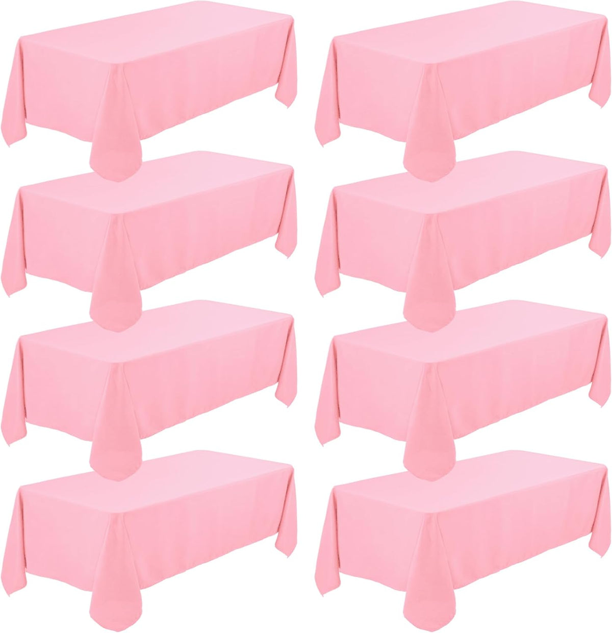 8 Pack Premium Pink Tablecloth 60 x 102 Inch, Rectangle Table Clothes for 6 Foot Rectangle Tables Washable Polyester Fabric Table Covers for Wedding Party Reception Banquet Buffet