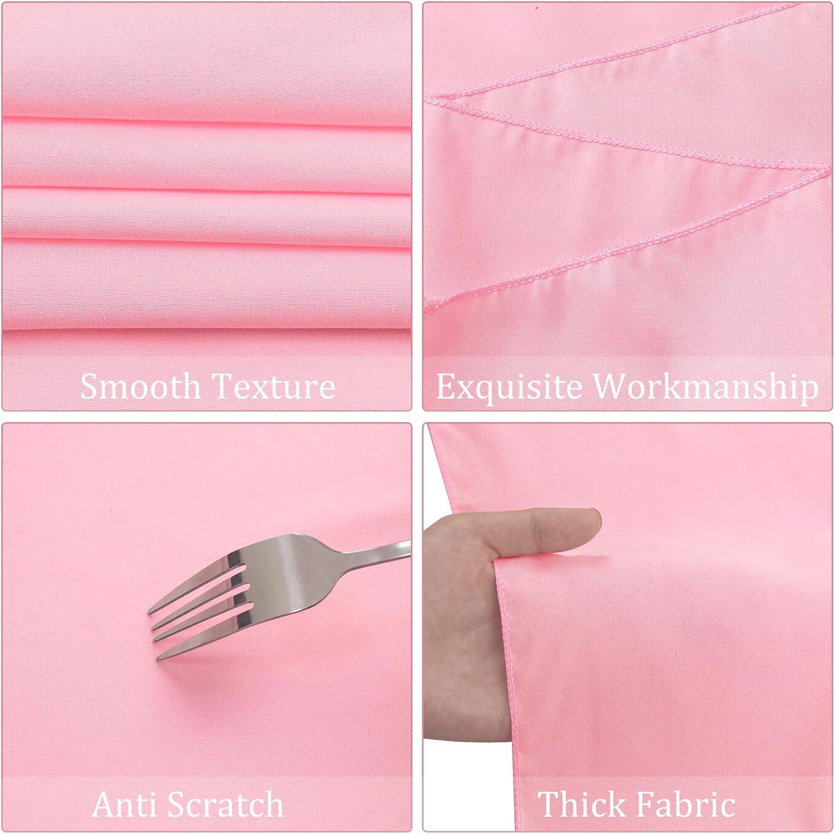 8 Pack Premium Pink Tablecloth 60 x 102 Inch, Rectangle Table Clothes for 6 Foot Rectangle Tables Washable Polyester Fabric Table Covers for Wedding Party Reception Banquet Buffet