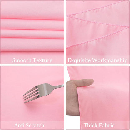 8 Pack Premium Pink Tablecloth 60 x 102 Inch, Rectangle Table Clothes for 6 Foot Rectangle Tables Washable Polyester Fabric Table Covers for Wedding Party Reception Banquet Buffet
