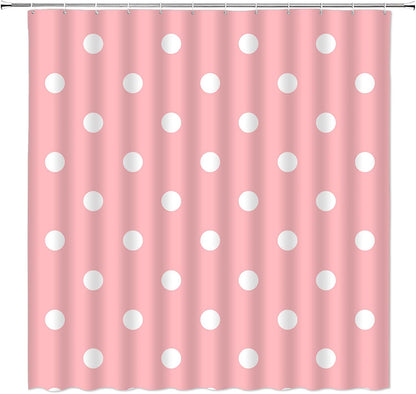 Pink White Polka Dot Shower Curtain for Bathroom,70x70 Inch