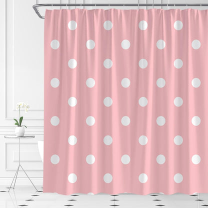 Pink White Polka Dot Shower Curtain for Bathroom,70x70 Inch