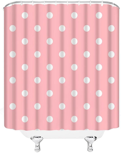 Pink White Polka Dot Shower Curtain for Bathroom,70x70 Inch