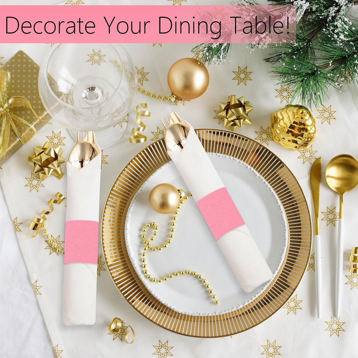 200 Pcs Pink Napkin Bands Self Adhesive