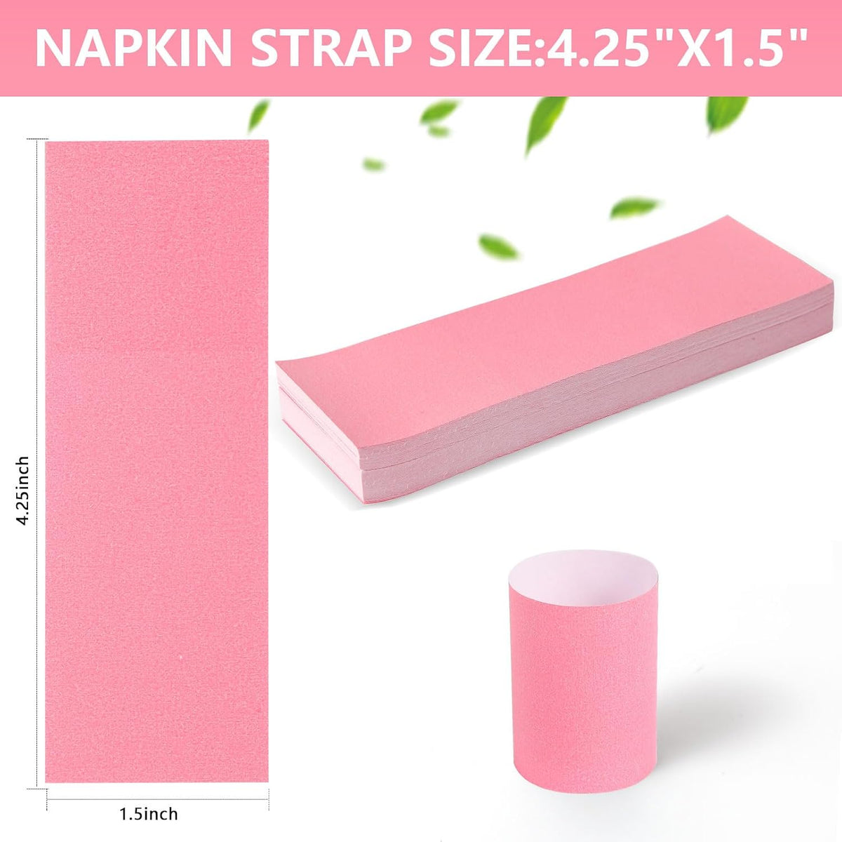 200 Pcs Pink Napkin Bands Self Adhesive