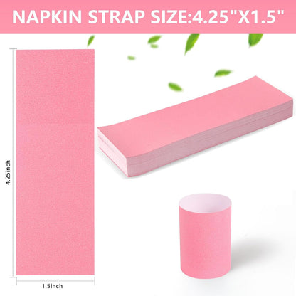 200 Pcs Pink Napkin Bands Self Adhesive
