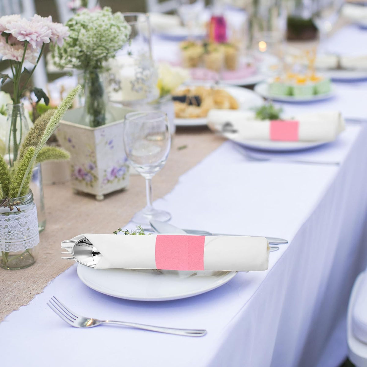 200 Pcs Pink Napkin Bands Self Adhesive