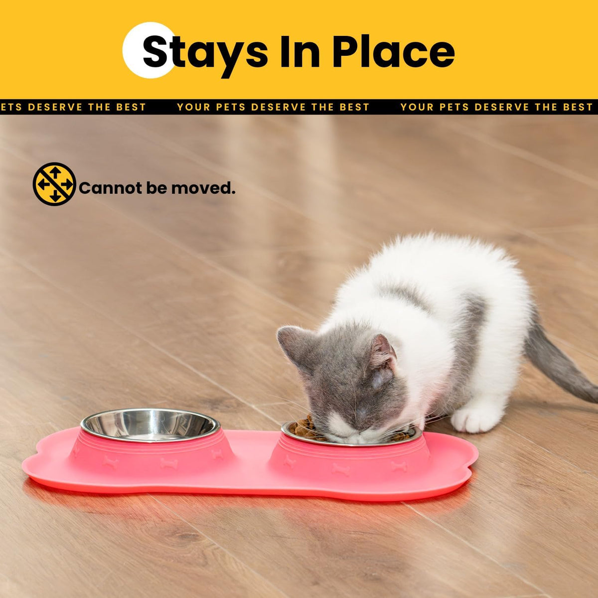 Dog Bowls with Silicone Mat, No Spill Stainless Set, XS, Pink