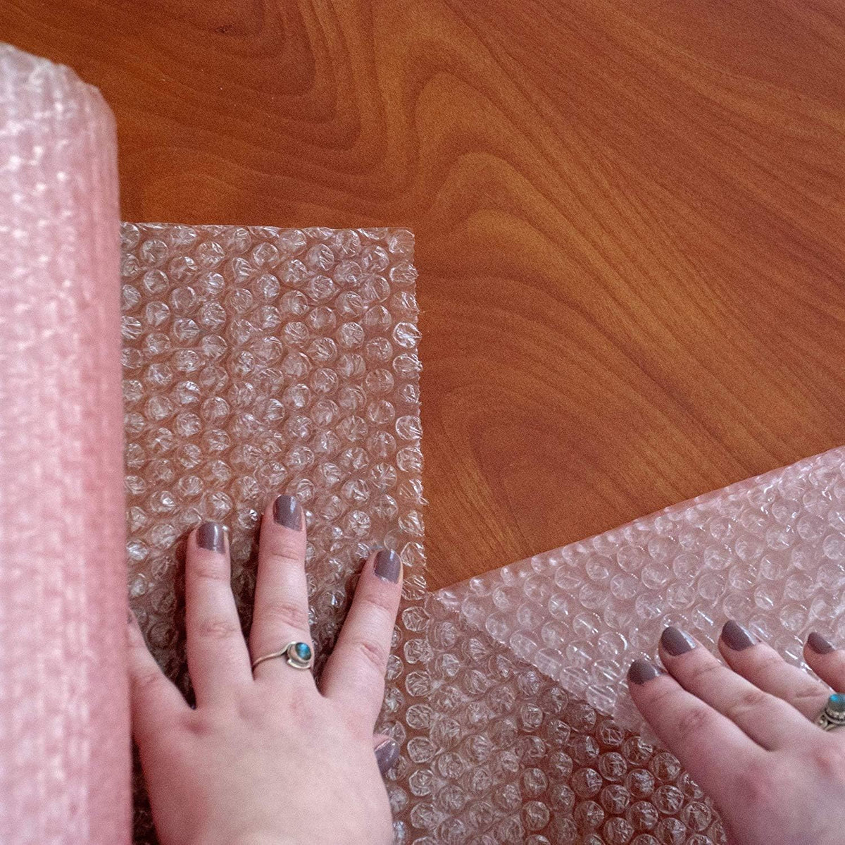 Antistatic Small Bubble Cushioning Wrap for Moving & Shipping - 72 FT Bubble Packing Wrap for Extra Protection Packaging Boxes & Mailers - Pink Bubble Roll Moving Supplies, Perforated Every 12 IN